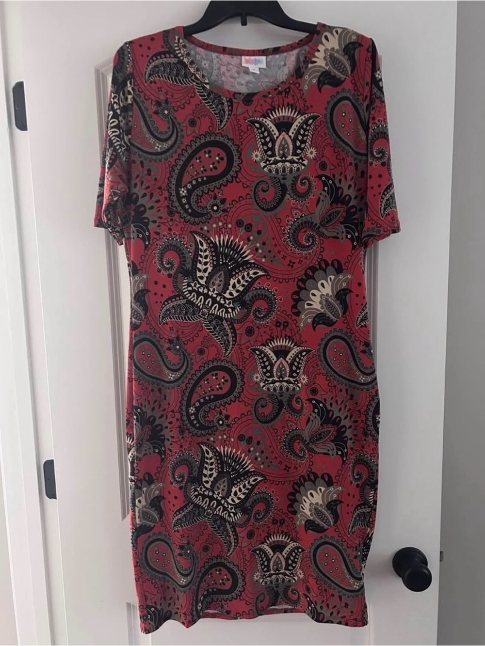 Women's LuLaRoe Julia Paisley Print Dress in Rust